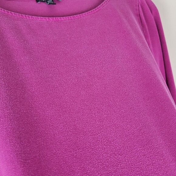 Eileen Fisher Tencel Stretch Jersey T-Shirt Dress Short Sleeve Dark Pink Size L - Picture 10 of 15